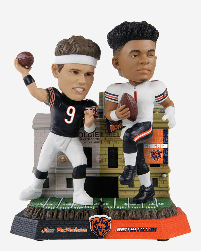 Jim McMahon & Justin Fields Chicago Bears Then and Now Bobblehead FOCO - FOCO.com