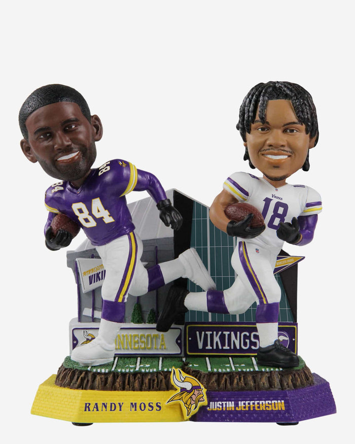 Randy Moss & Justin Jefferson Minnesota Vikings Then and Now Bobblehead FOCO - FOCO.com