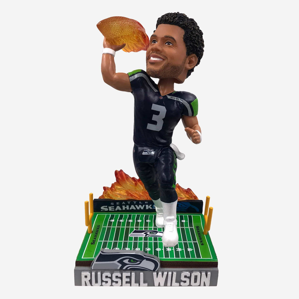 Russell Wilson Seattle Seahawks On Fire Bobblehead FOCO - FOCO.com