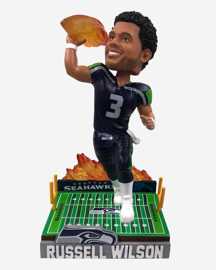 Russell Wilson Seattle Seahawks On Fire Bobblehead FOCO - FOCO.com