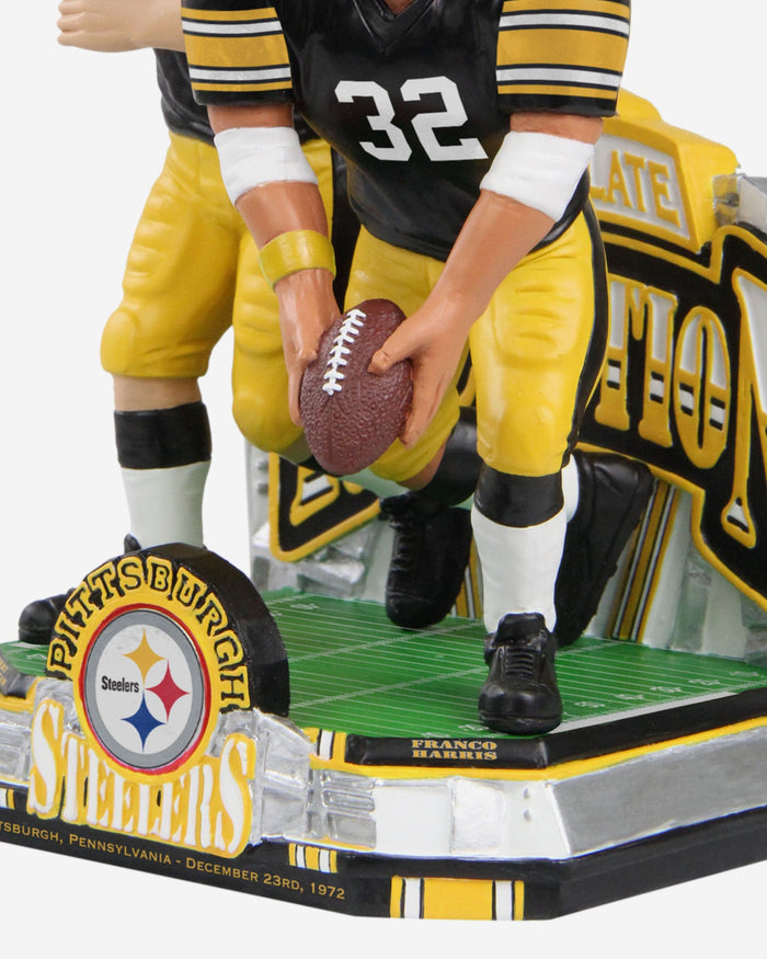 Franco Harris & Terry Bradshaw Pittsburgh Steelers Immaculate Reception 50th Anniversary Dual Bobblehead FOCO - FOCO.com