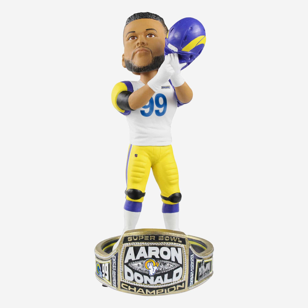 Aaron Donald Los Angeles Rams Championship Ring Base Bobblehead FOCO - FOCO.com