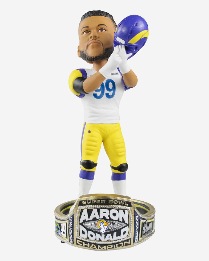 Aaron Donald Los Angeles Rams Championship Ring Base Bobblehead FOCO - FOCO.com