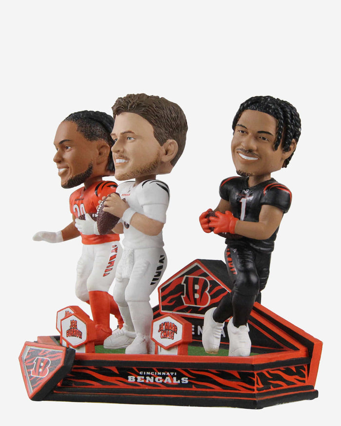 Joe Burrow & Joe Mixon & Ja'Marr Chase Cincinnati Bengals Triple Bobblehead FOCO - FOCO.com