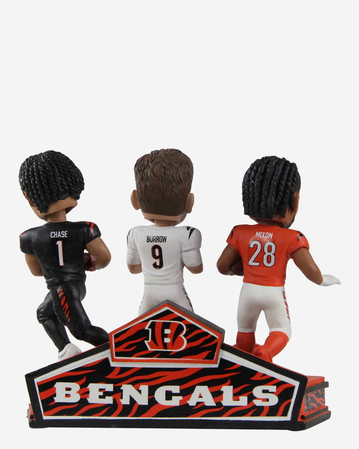 Joe Burrow & Joe Mixon & Ja'Marr Chase Cincinnati Bengals Triple Bobblehead FOCO - FOCO.com