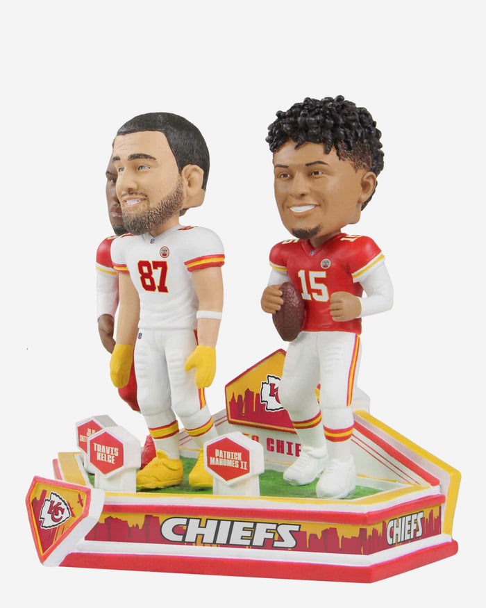 Patrick Mahomes & Travis Kelce & Juju Smith-Schuster Kansas City Chiefs Triple Bobblehead FOCO - FOCO.com
