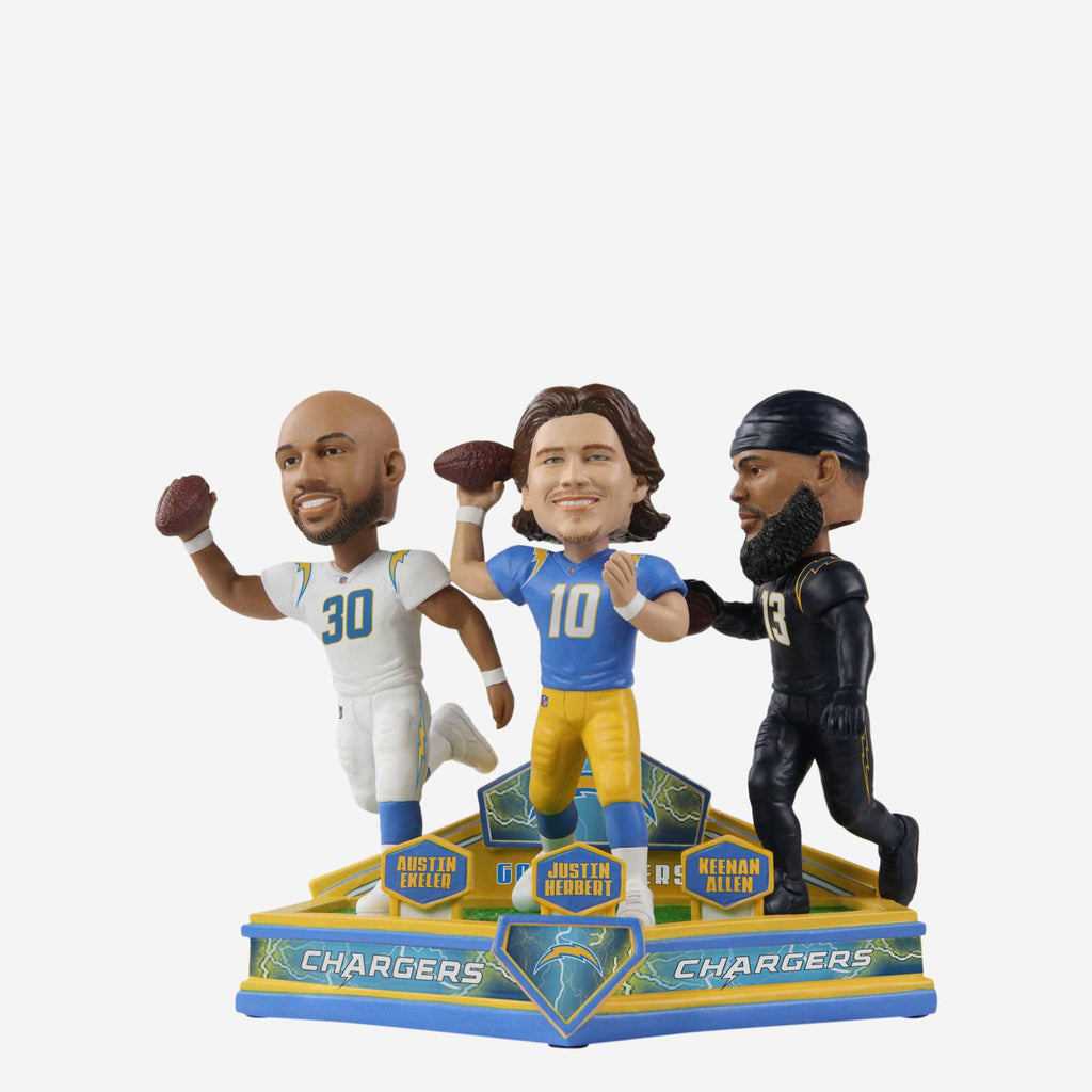 Justin Herbert & Austin Ekeler & Keenan Allen Los Angeles Chargers Triple Bobblehead FOCO - FOCO.com