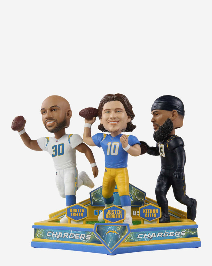 Justin Herbert & Austin Ekeler & Keenan Allen Los Angeles Chargers Triple Bobblehead FOCO - FOCO.com