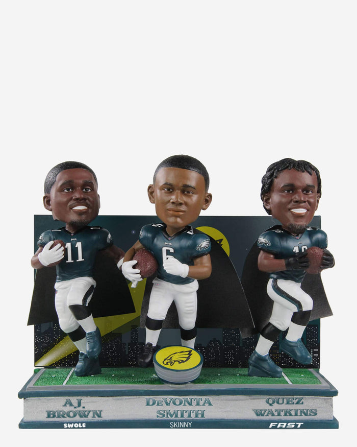 AJ Brown & DeVonta Smith & Quez Watkins Philadelphia Eagles Swole Skinny Fast Triple Bobblehead FOCO - FOCO.com