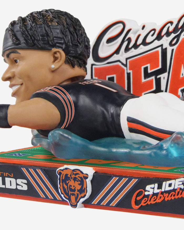 Justin Fields Chicago Bears Sliding In The Rain Victory Celebration Bobblehead FOCO - FOCO.com