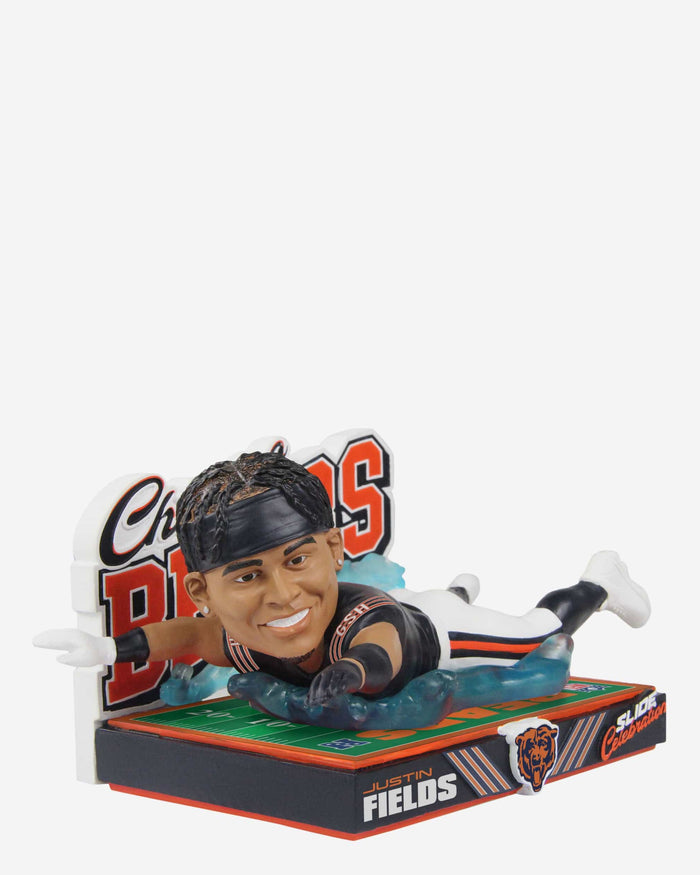 Justin Fields Chicago Bears Sliding In The Rain Victory Celebration Bobblehead FOCO - FOCO.com