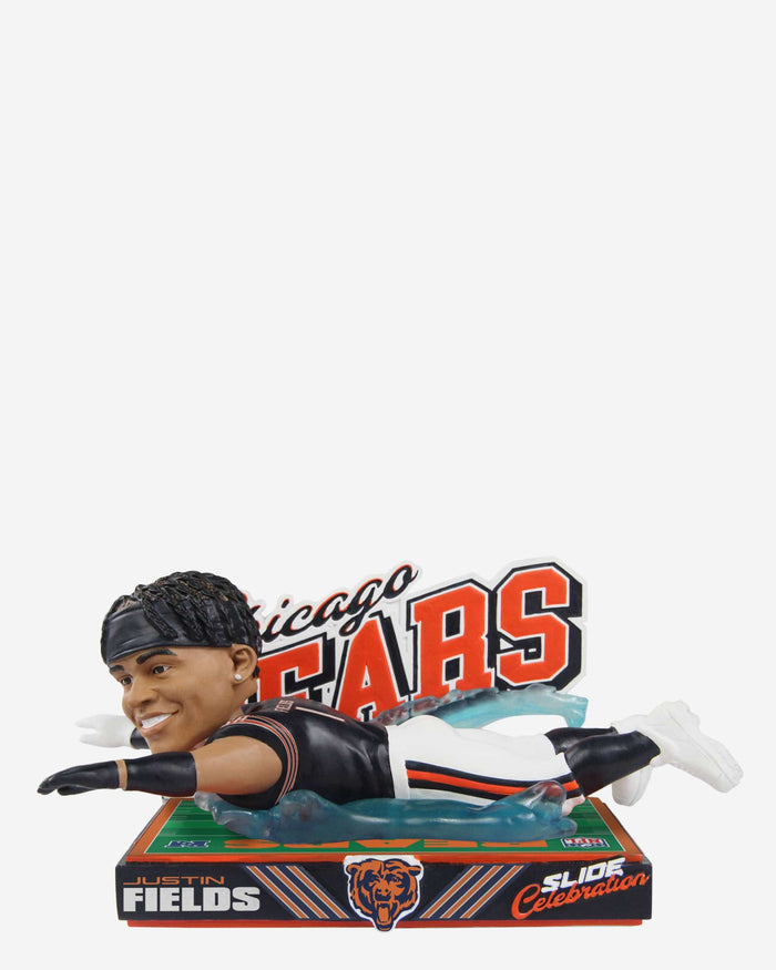 Justin Fields Chicago Bears Sliding In The Rain Victory Celebration Bobblehead FOCO - FOCO.com