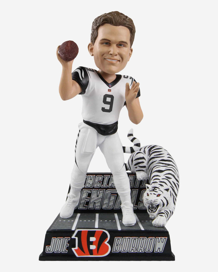 Joe Burrow Cincinnati Bengals White Tiger Bobblehead FOCO - FOCO.com