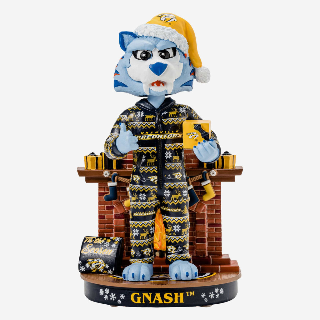 Gnash Nashville Predators Holiday Mascot Bobblehead FOCO - FOCO.com