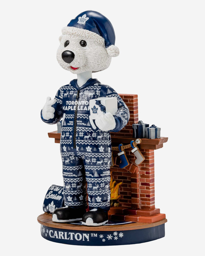 Carlton The Bear Toronto Maple Leafs Holiday Mascot Bobblehead FOCO - FOCO.com