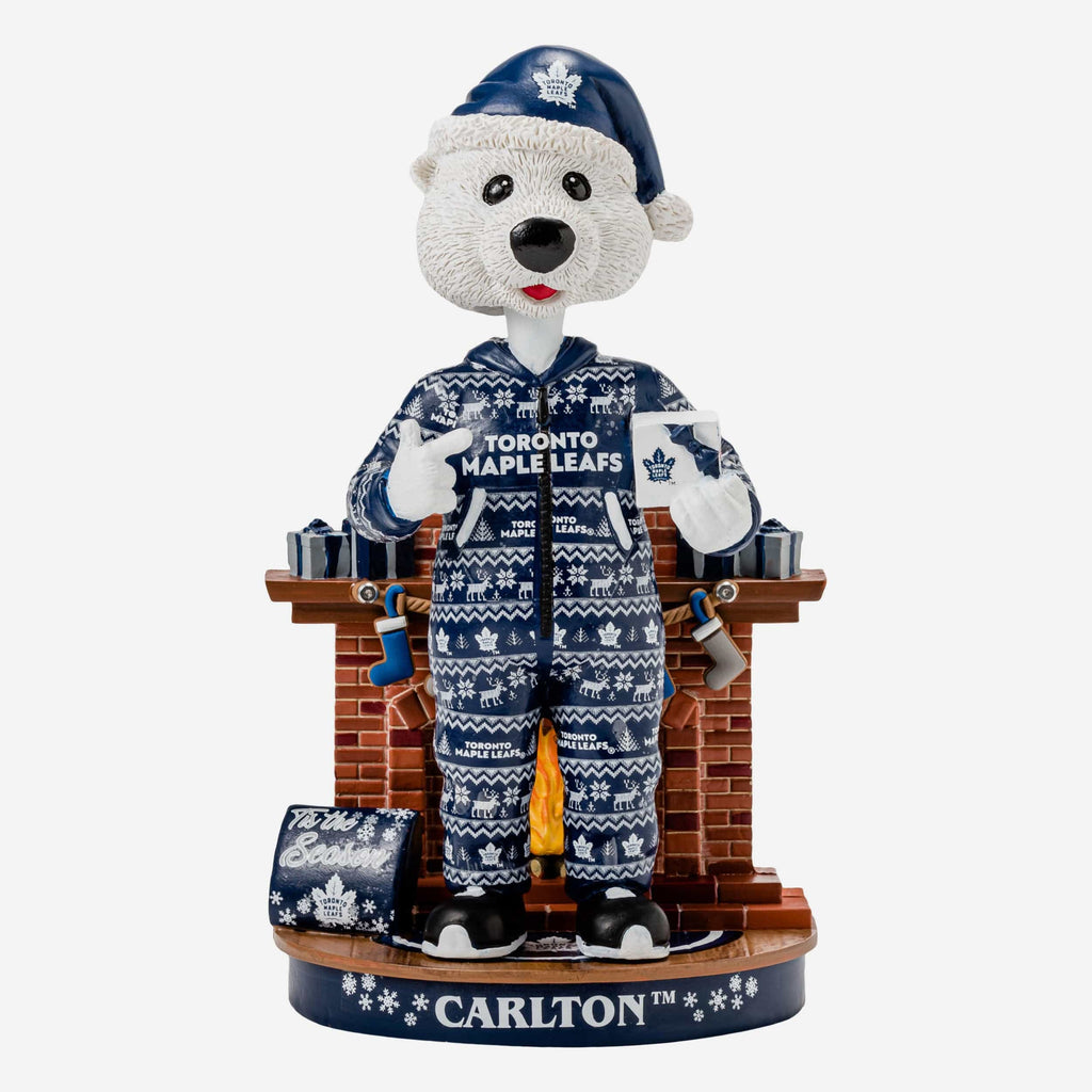 Carlton The Bear Toronto Maple Leafs Holiday Mascot Bobblehead FOCO - FOCO.com