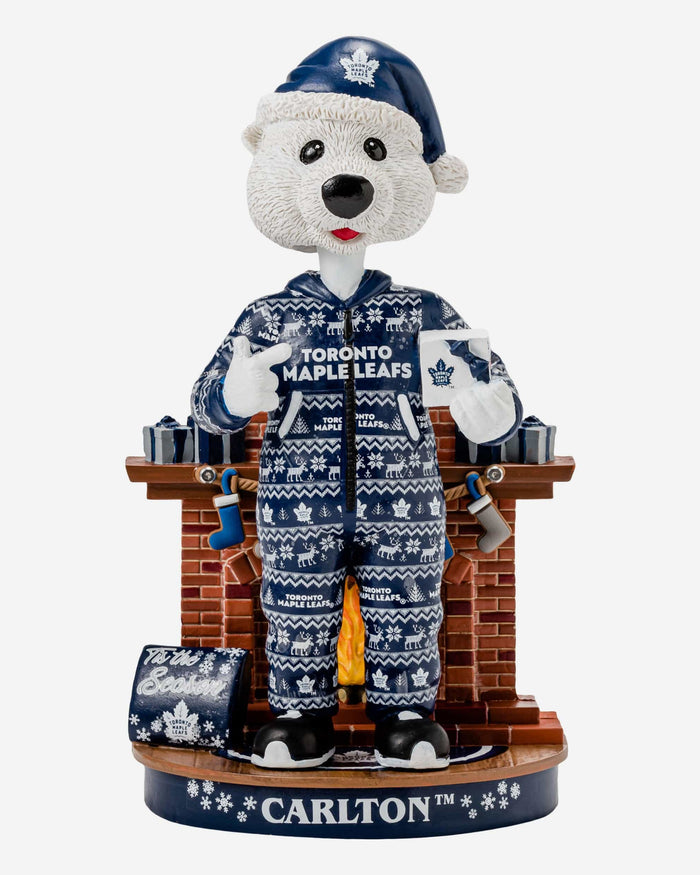 Carlton The Bear Toronto Maple Leafs Holiday Mascot Bobblehead FOCO - FOCO.com