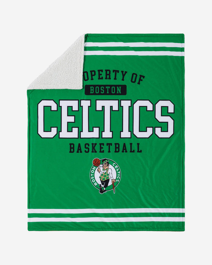 Boston Celtics Team Property Sherpa Plush Throw Blanket FOCO - FOCO.com