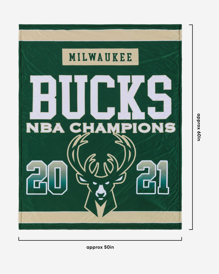 Milwaukee Bucks 2021 Champions Team Property Sherpa Plush Throw Blanket FOCO - FOCO.com