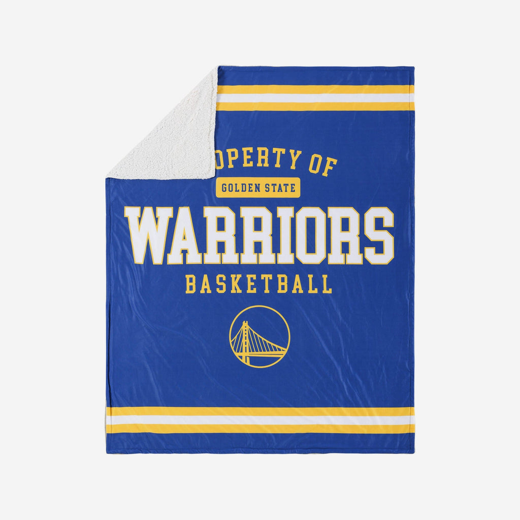 Golden State Warriors Team Property Sherpa Plush Throw Blanket FOCO - FOCO.com