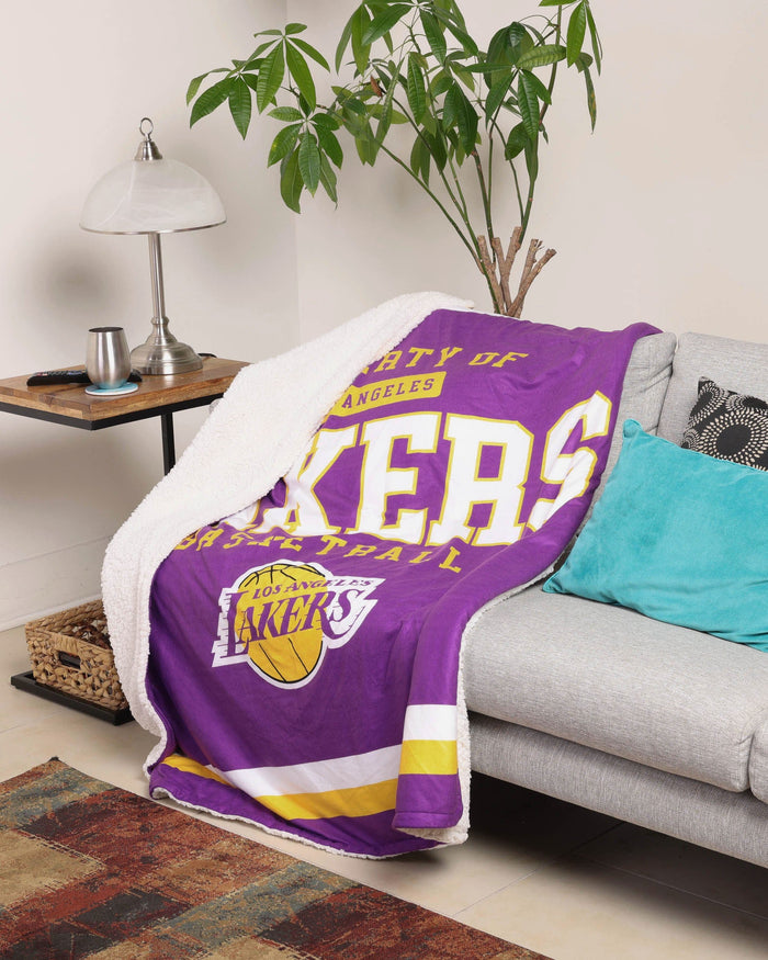 Los Angeles Lakers Team Property Sherpa Plush Throw Blanket FOCO - FOCO.com