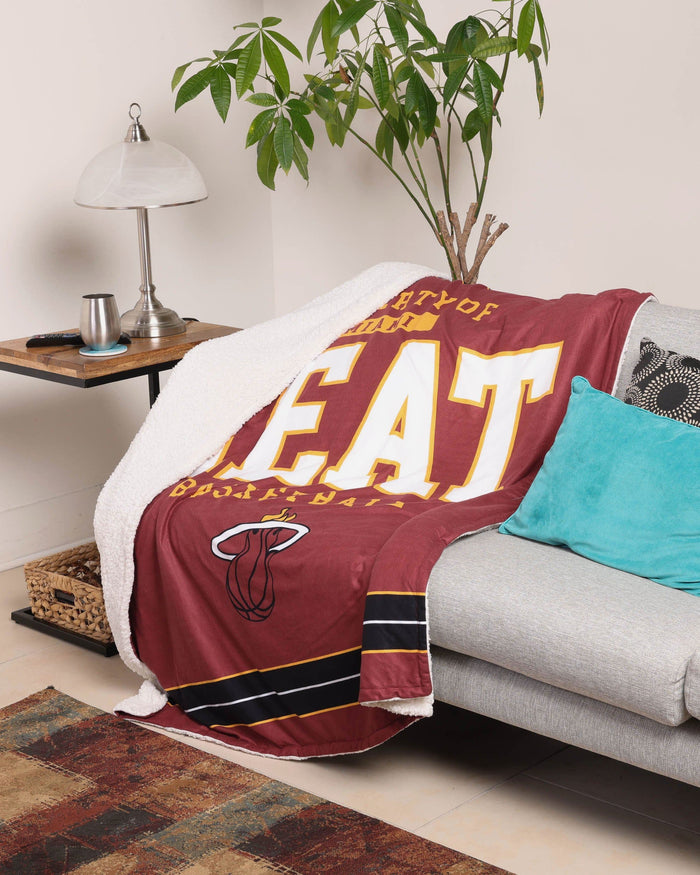 Miami Heat Team Property Sherpa Plush Throw Blanket FOCO - FOCO.com