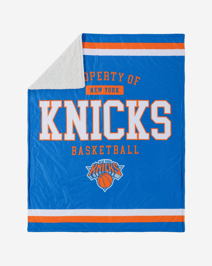 New York Knicks Team Property Sherpa Plush Throw Blanket FOCO - FOCO.com