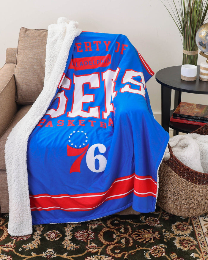 Philadelphia 76ers Team Property Sherpa Plush Throw Blanket FOCO - FOCO.com