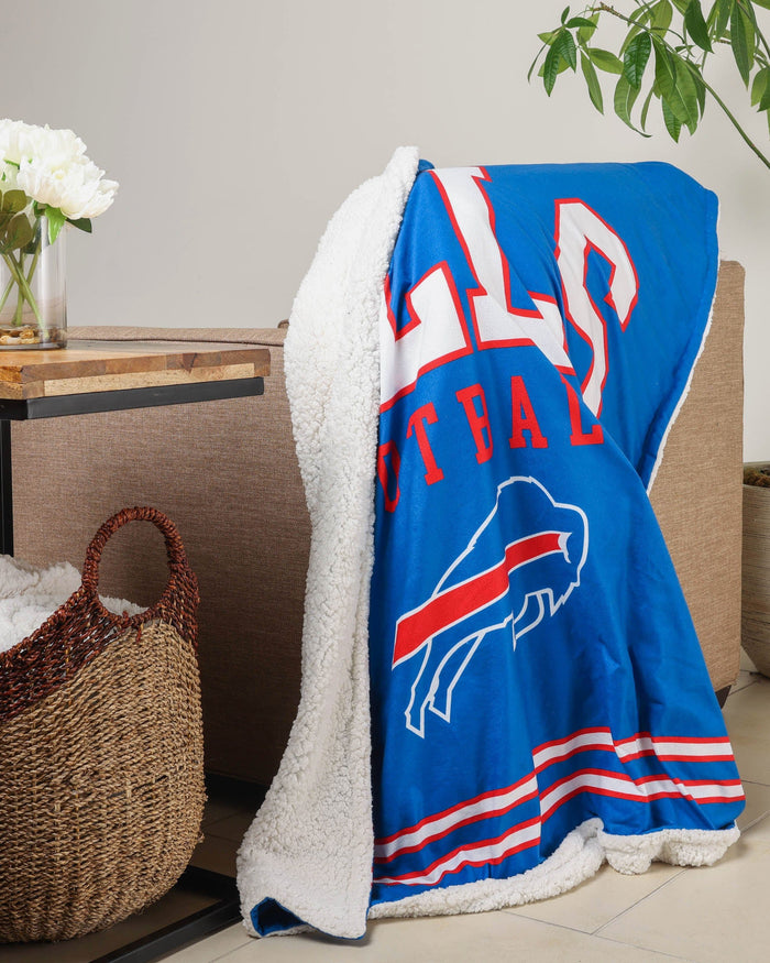 Buffalo Bills Team Property Sherpa Plush Throw Blanket FOCO - FOCO.com