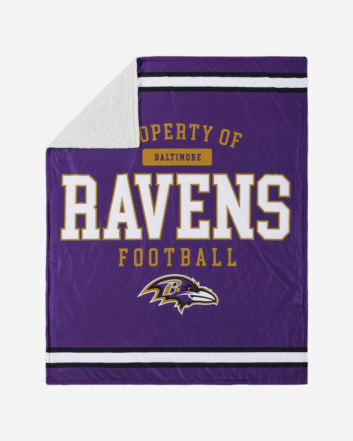 Baltimore Ravens Team Property Sherpa Plush Throw Blanket FOCO - FOCO.com