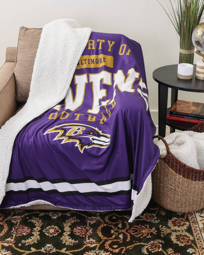 Baltimore Ravens Team Property Sherpa Plush Throw Blanket FOCO - FOCO.com