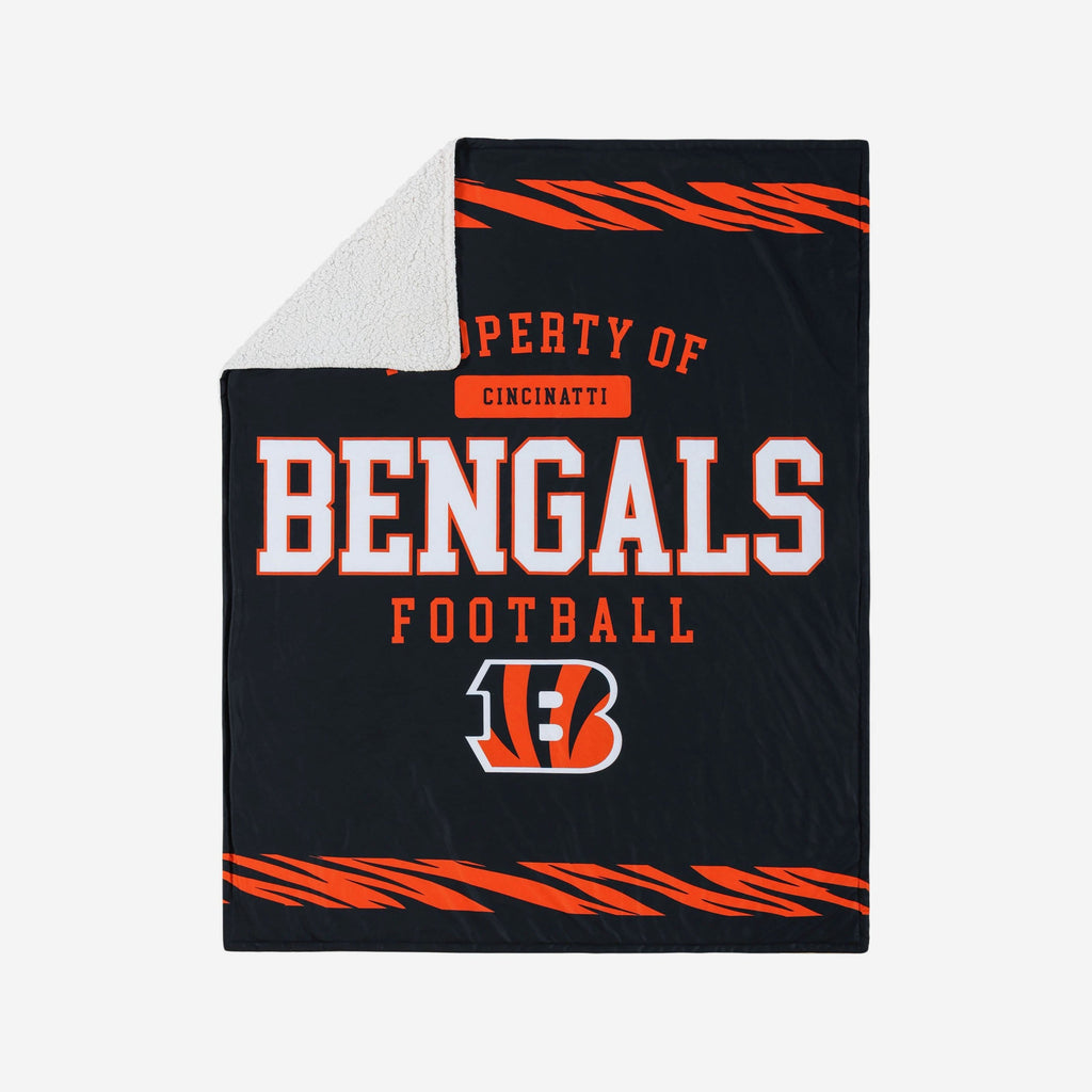 Cincinnati Bengals Team Property Sherpa Plush Throw Blanket FOCO - FOCO.com