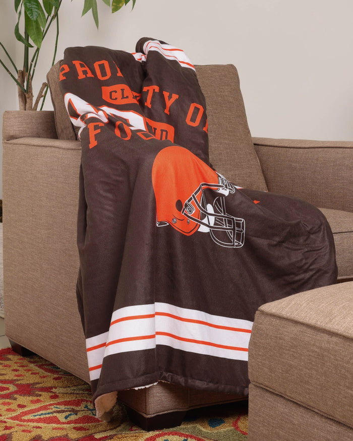 Cleveland Browns Team Property Sherpa Plush Throw Blanket FOCO - FOCO.com