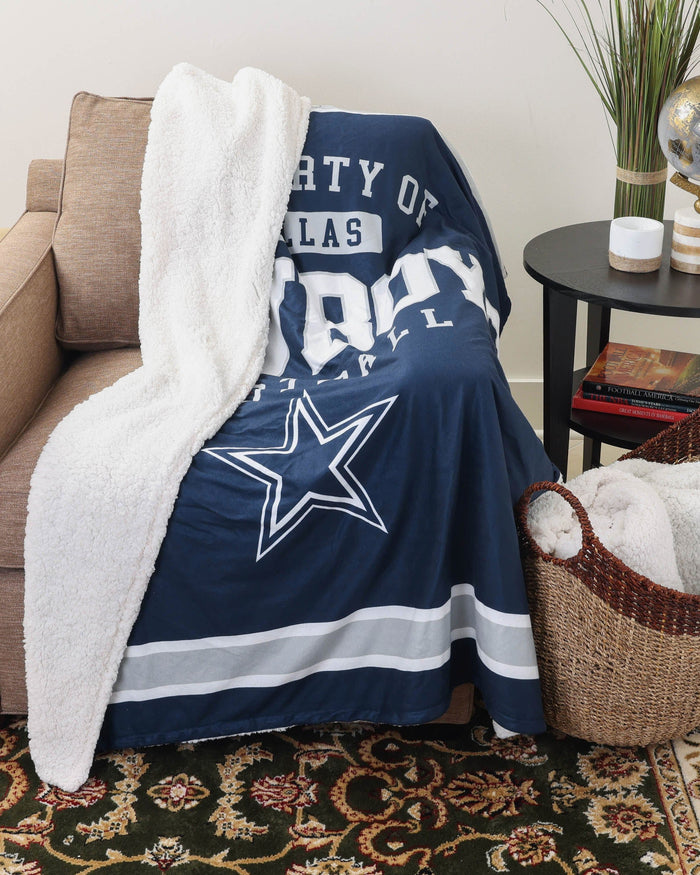 Dallas Cowboys Team Property Sherpa Plush Throw Blanket FOCO - FOCO.com