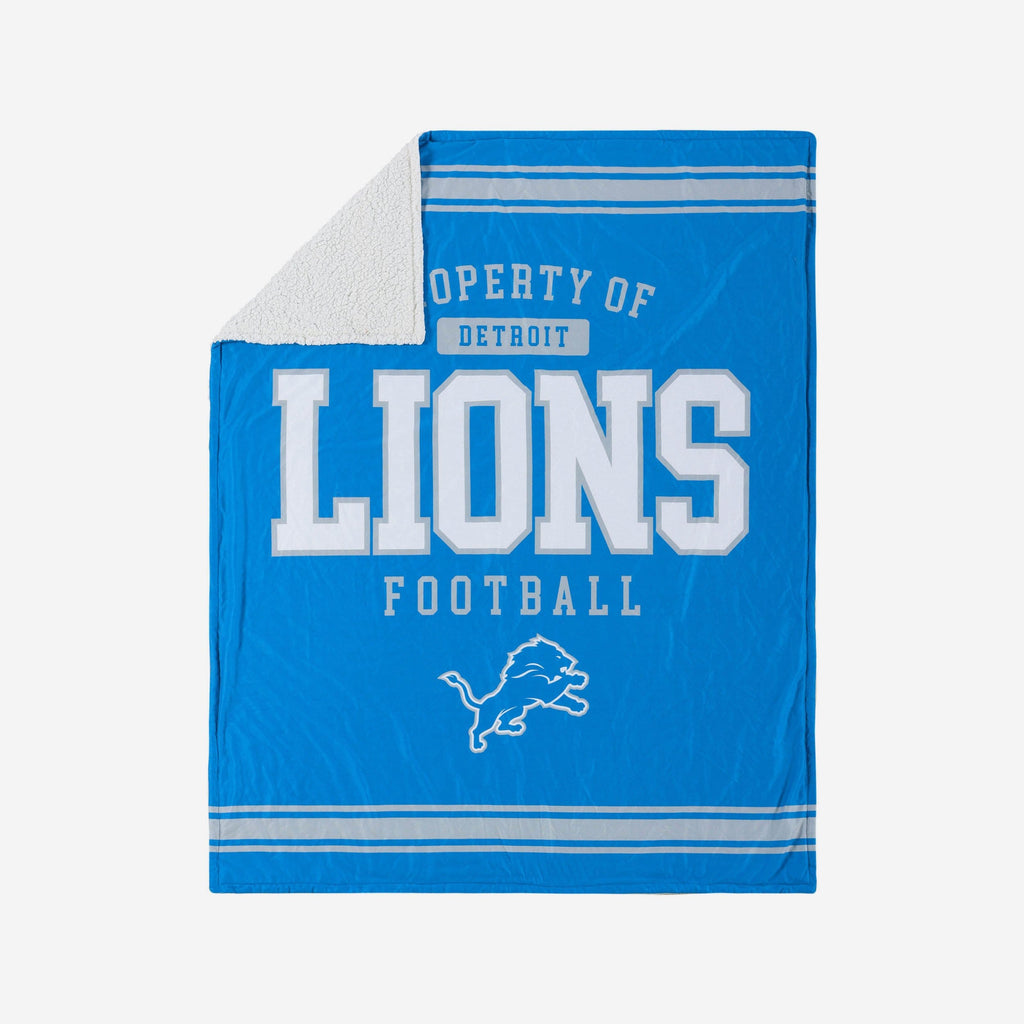 Detroit Lions Team Property Sherpa Plush Throw Blanket FOCO - FOCO.com