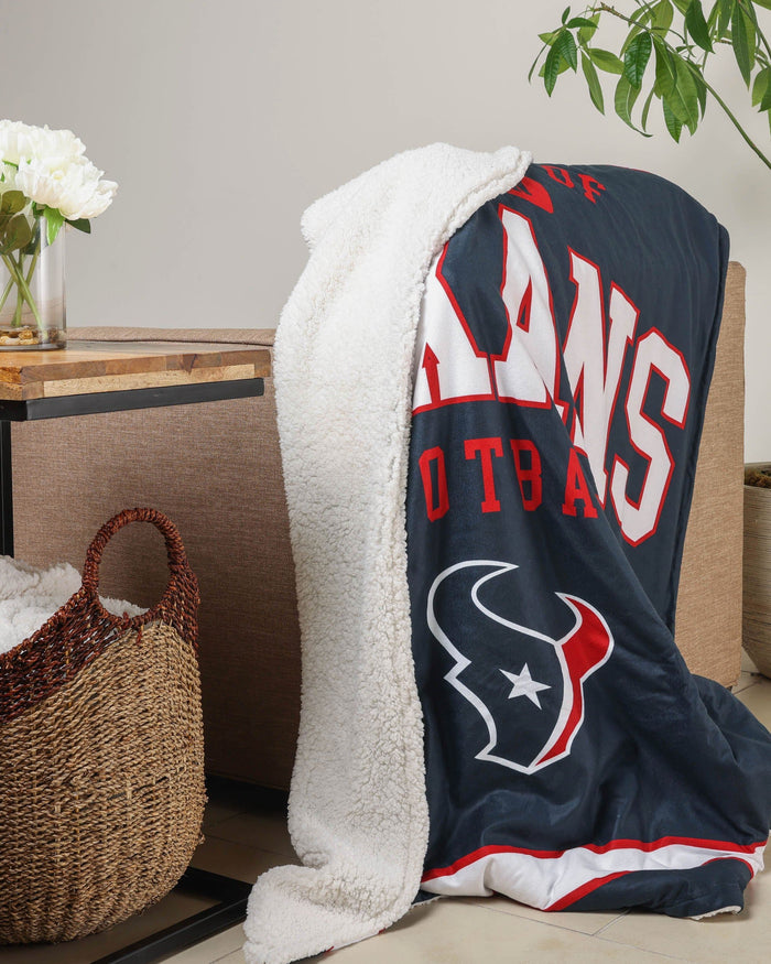 Houston Texans Team Property Sherpa Plush Throw Blanket FOCO - FOCO.com