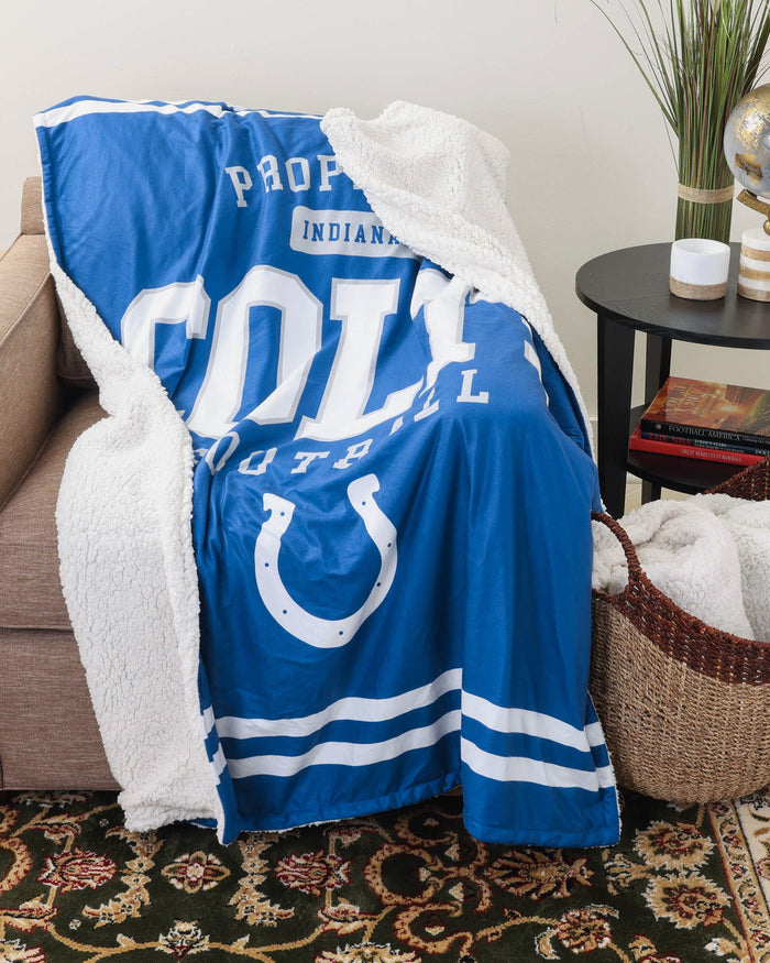 Indianapolis Colts Team Property Sherpa Plush Throw Blanket FOCO - FOCO.com