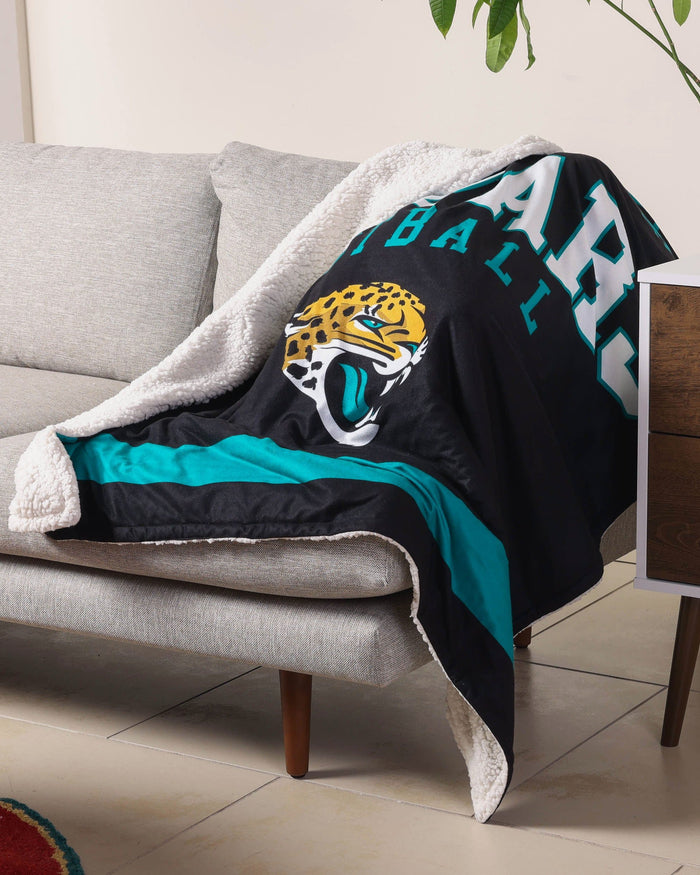 Jacksonville Jaguars Team Property Sherpa Plush Throw Blanket FOCO - FOCO.com