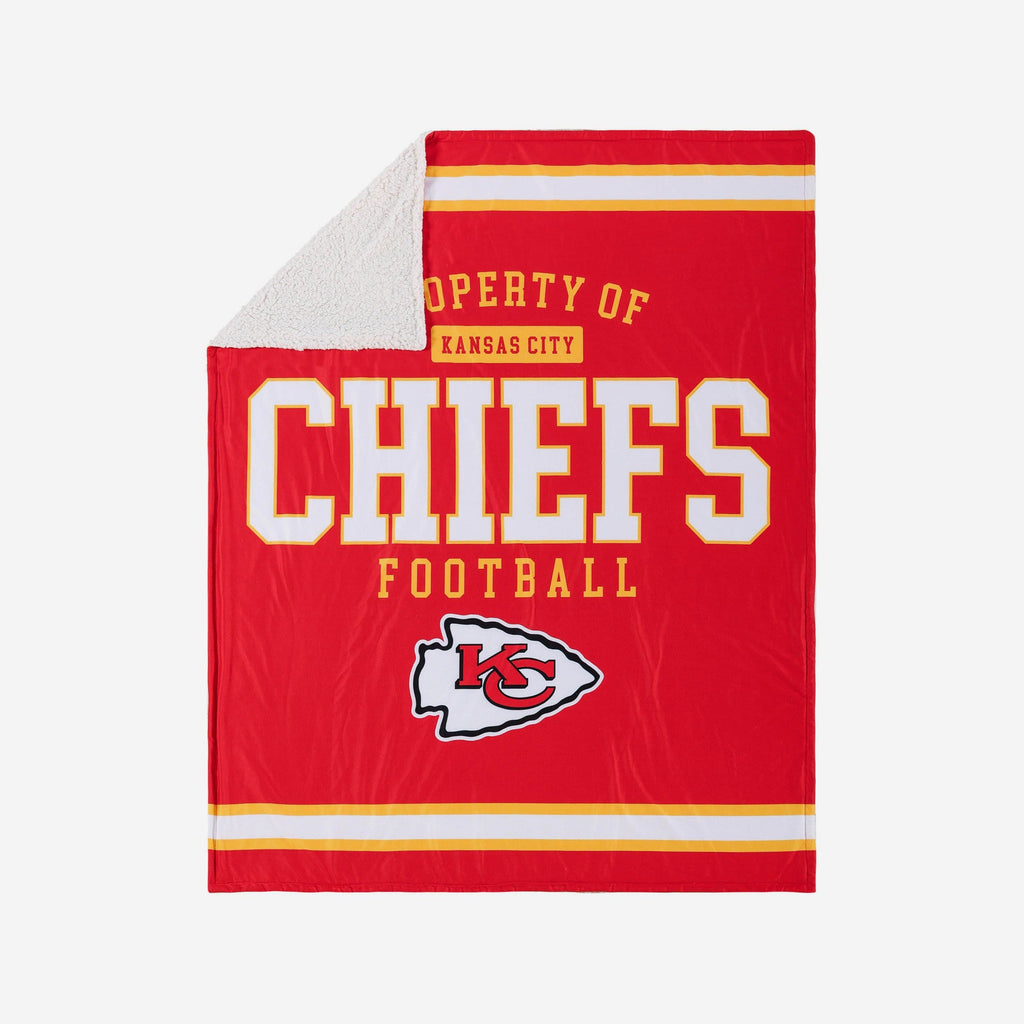 Kansas City Chiefs Team Property Sherpa Plush Throw Blanket FOCO - FOCO.com