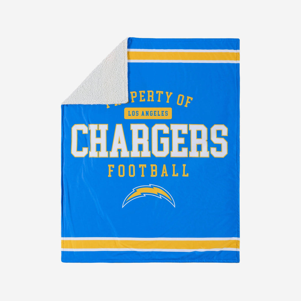 Los Angeles Chargers Team Property Sherpa Plush Throw Blanket FOCO - FOCO.com