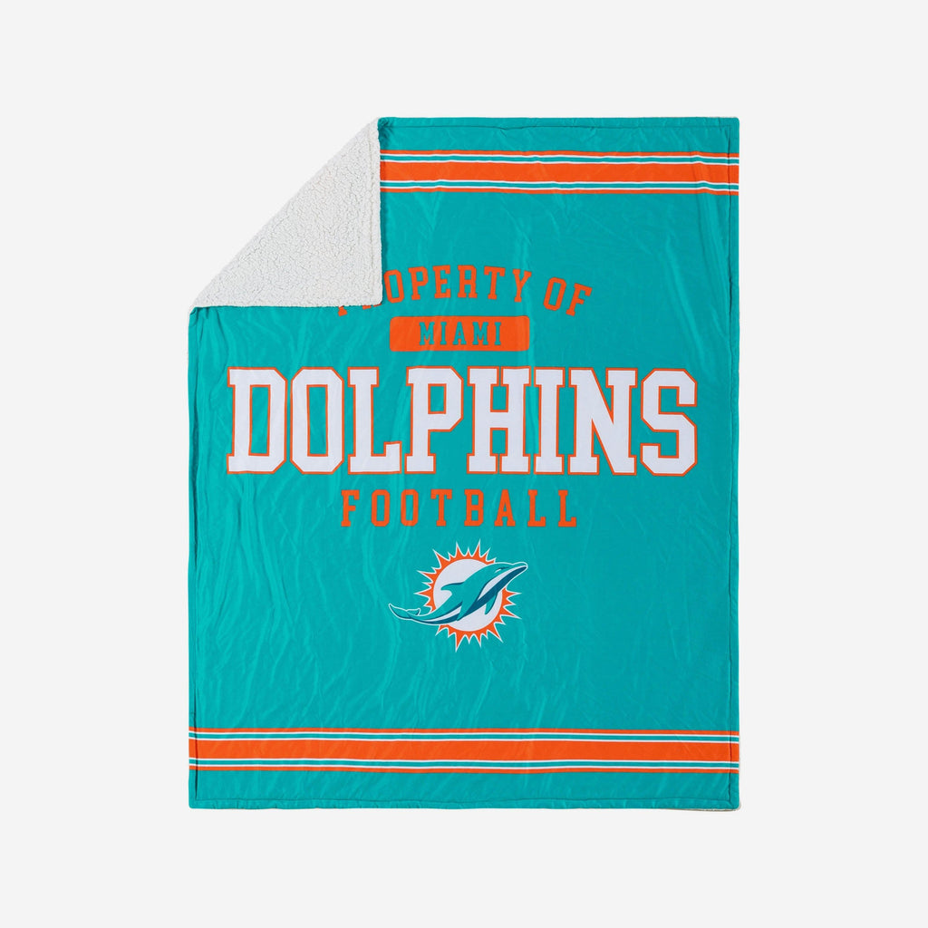 Miami Dolphins Team Property Sherpa Plush Throw Blanket FOCO - FOCO.com