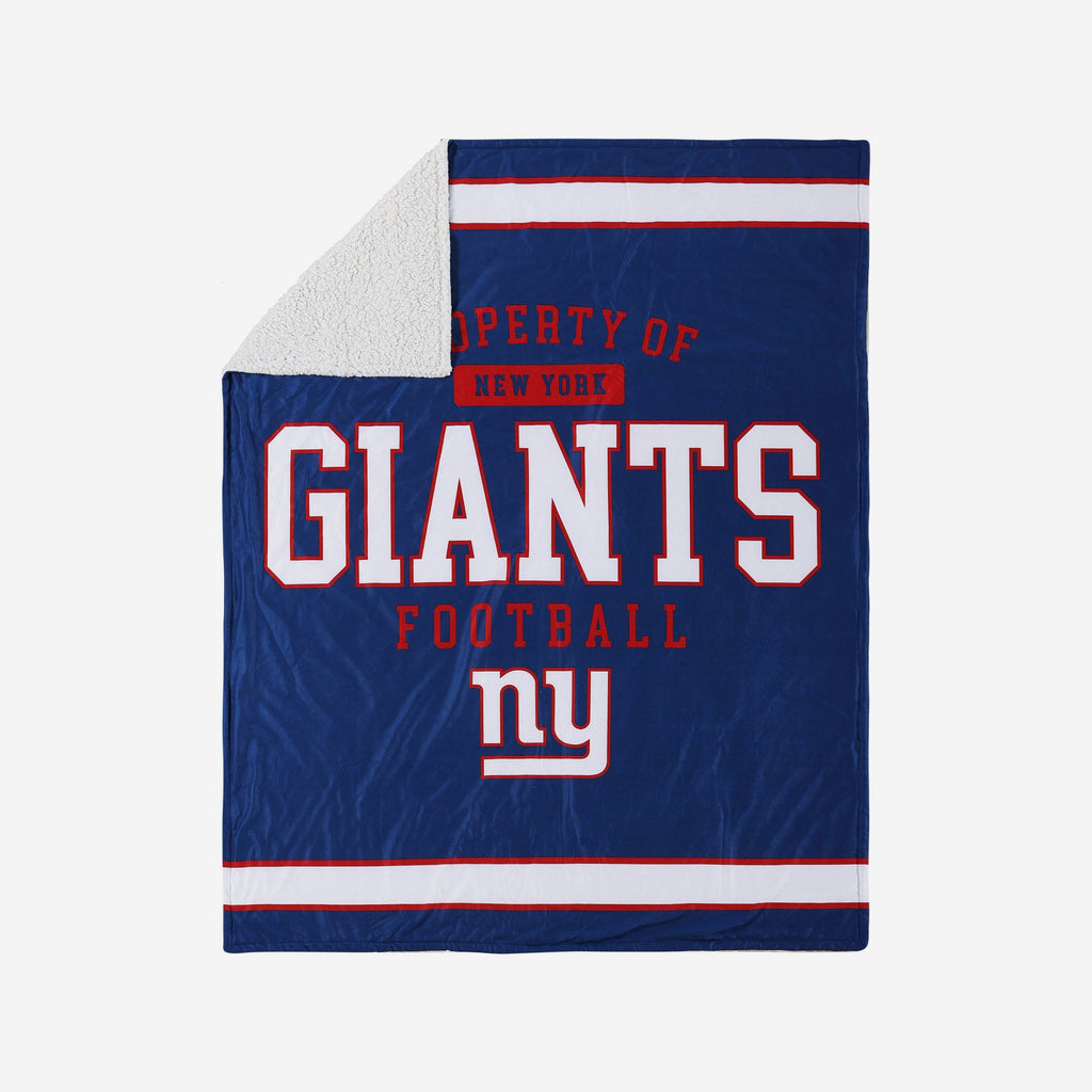 New York Giants Team Property Sherpa Plush Throw Blanket FOCO - FOCO.com