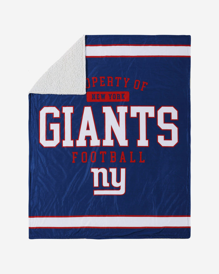 New York Giants Team Property Sherpa Plush Throw Blanket FOCO - FOCO.com