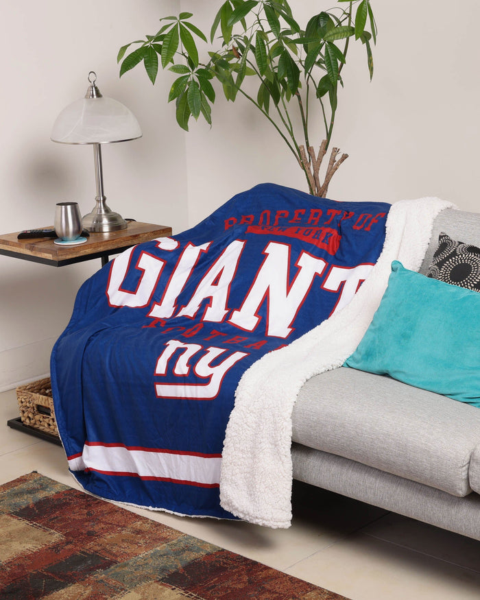 New York Giants Team Property Sherpa Plush Throw Blanket FOCO - FOCO.com