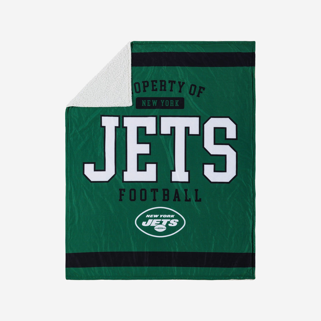 New York Jets Team Property Sherpa Plush Throw Blanket FOCO - FOCO.com