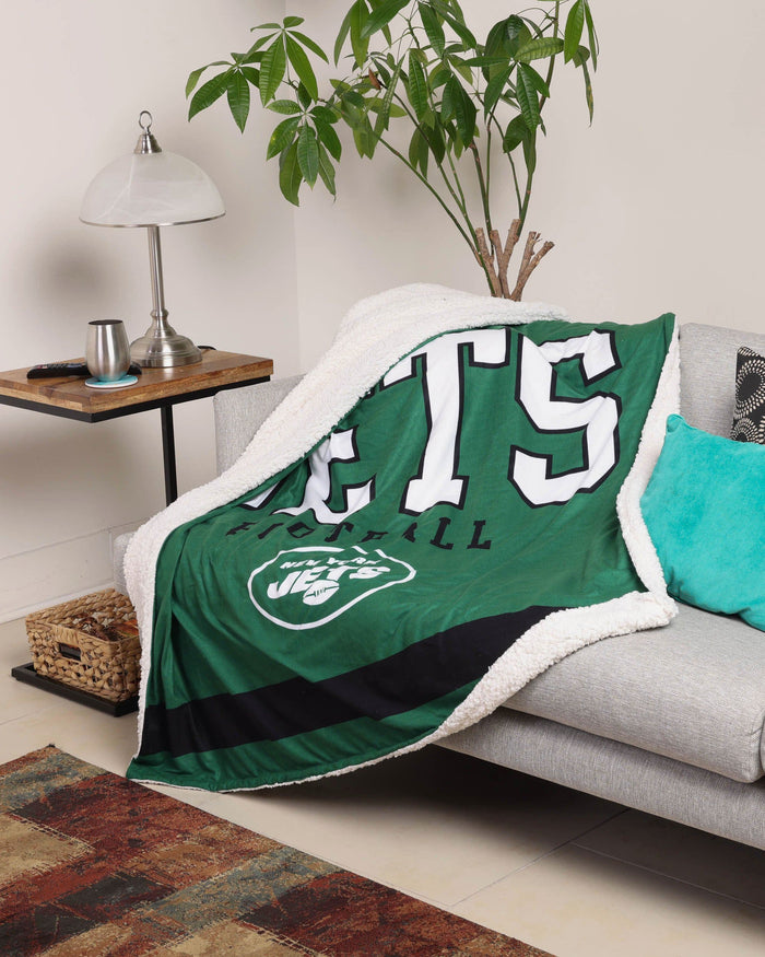 New York Jets Team Property Sherpa Plush Throw Blanket FOCO - FOCO.com