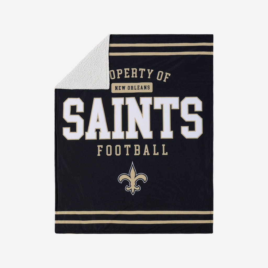 New Orleans Saints Team Property Sherpa Plush Throw Blanket FOCO - FOCO.com