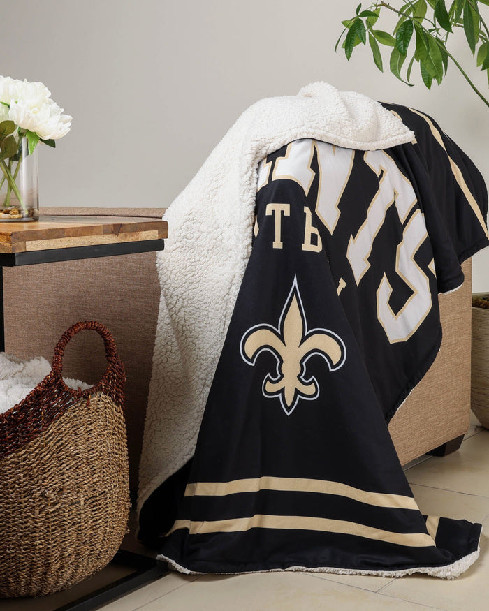 New Orleans Saints Team Property Sherpa Plush Throw Blanket FOCO - FOCO.com