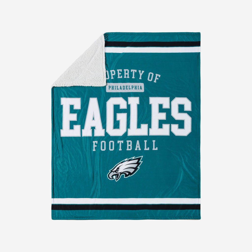 Philadelphia Eagles Team Property Sherpa Plush Throw Blanket FOCO - FOCO.com