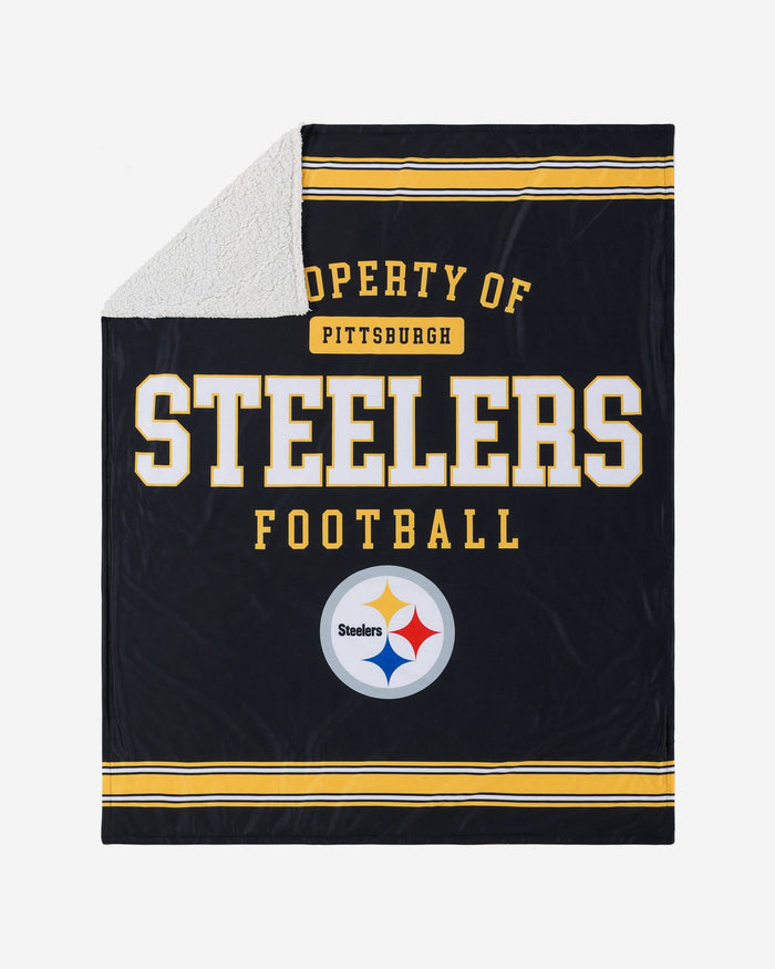 Pittsburgh Steelers Team Property Sherpa Plush Throw Blanket FOCO - FOCO.com